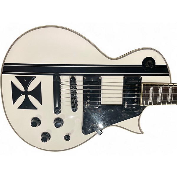 Used ESP LTD James Hetfield Signature Iron Cross Antique White Solid Body Electric Guitar