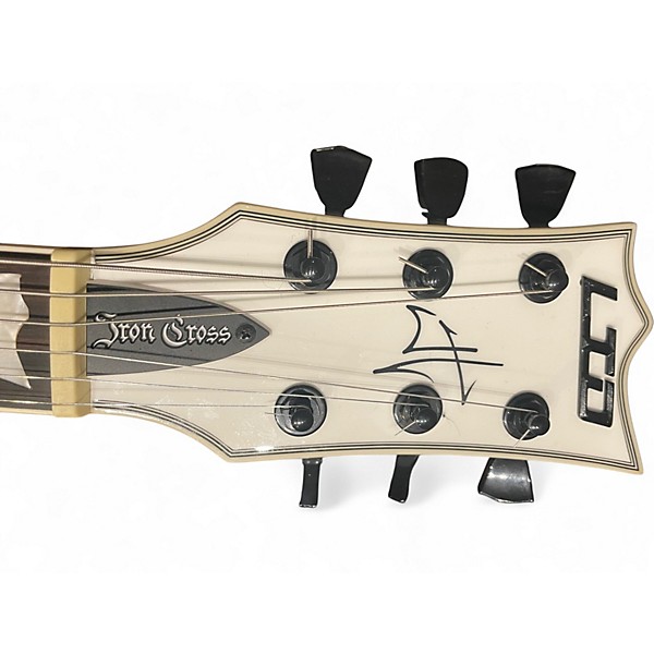 Used ESP LTD James Hetfield Signature Iron Cross Antique White Solid Body Electric Guitar