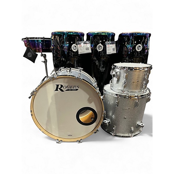 Used Rogers 3 Piece Late 70's Big R Silver Sparkle Drum Kit