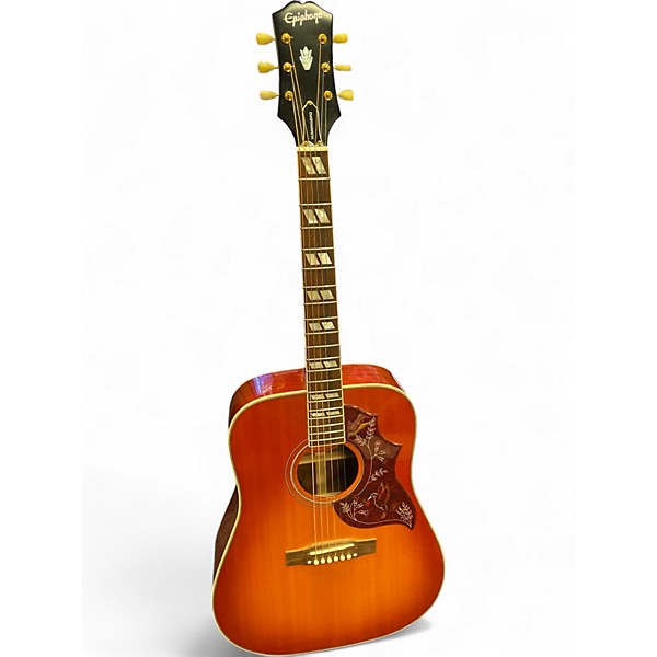 Used Epiphone Inspired by Gibson Hummingbird Faded Cherry Acoustic Electric Guitar