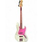 Used Fender Jazz Partscaster White and Pink Electric Bass Guitar