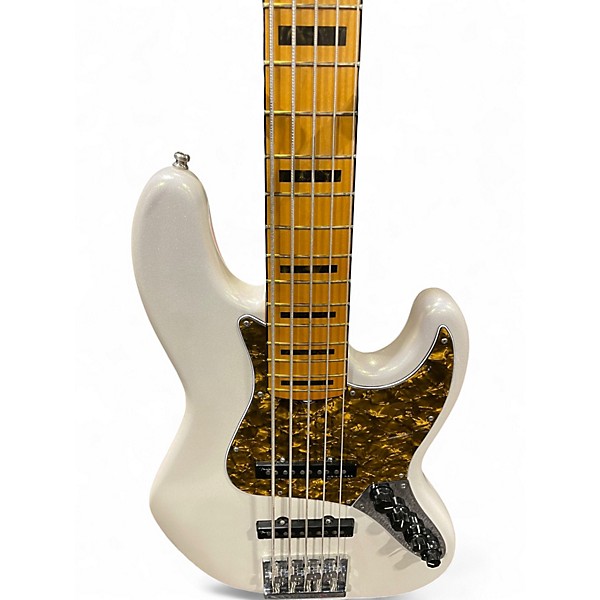 Used Fender American Ultra Jazz Bass V Pearl White Electric Bass Guitar