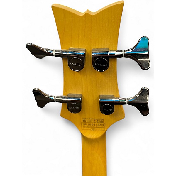 Used Schecter Guitar Research Stiletto Extreme 4 String Crimson Red Burst Electric Bass Guitar