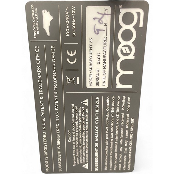 Used Moog Subsequent 25 Synthesizer