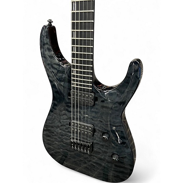 Used ESP LTD H1001QM Trans Charcoal Solid Body Electric Guitar