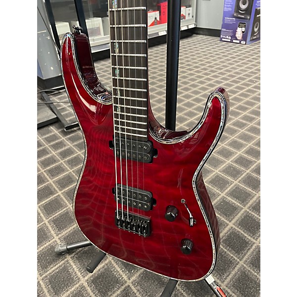 Used ESP LTD H1001QM Crimson Red Trans Solid Body Electric Guitar