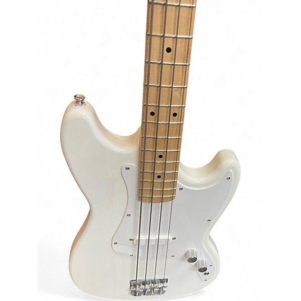 Used Squier Bronco Alpine White Electric Bass Guitar
