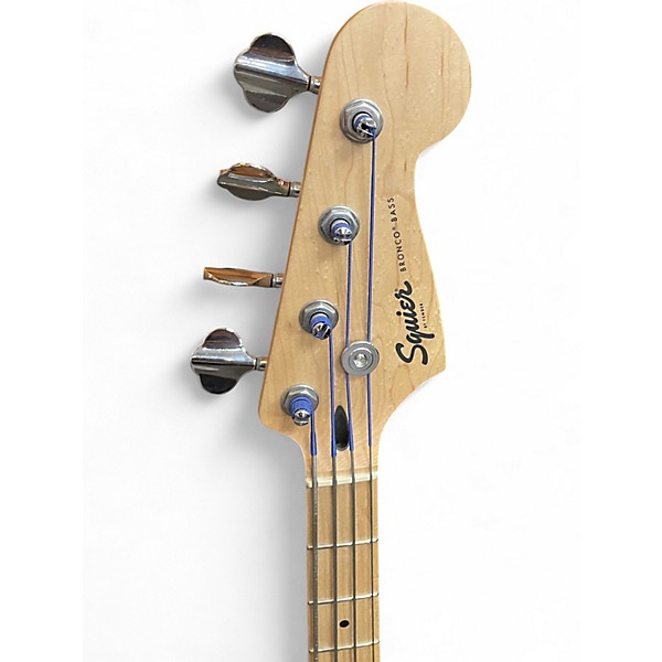 Used Squier Bronco Alpine White Electric Bass Guitar