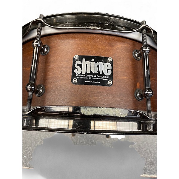 Used Shine Custom Drums & Percussion 13X5.5 Snare Worn Natural Drum