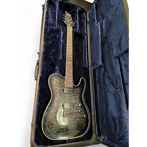 Used Schecter Guitar Research Diamond Series PT- hell raiser hybrid Trans Black BURST Solid Body Electric Guitar