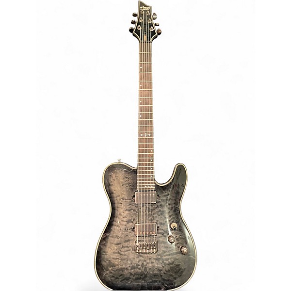 Used Schecter Guitar Research Diamond Series PT- hell raiser hybrid Trans Black BURST Solid Body Electric Guitar