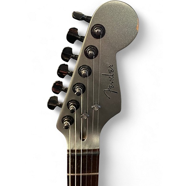 Used Fender Showmaster Metallic Silver Solid Body Electric Guitar