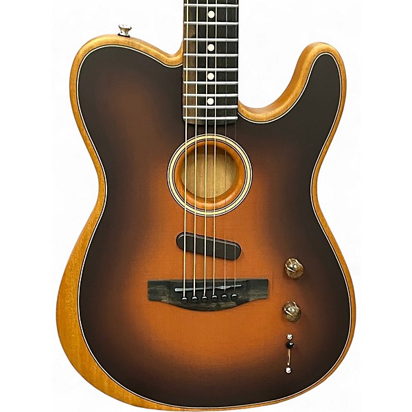 Used Fender American Acoustasonic Telecaster Sunburst Acoustic Electric Guitar