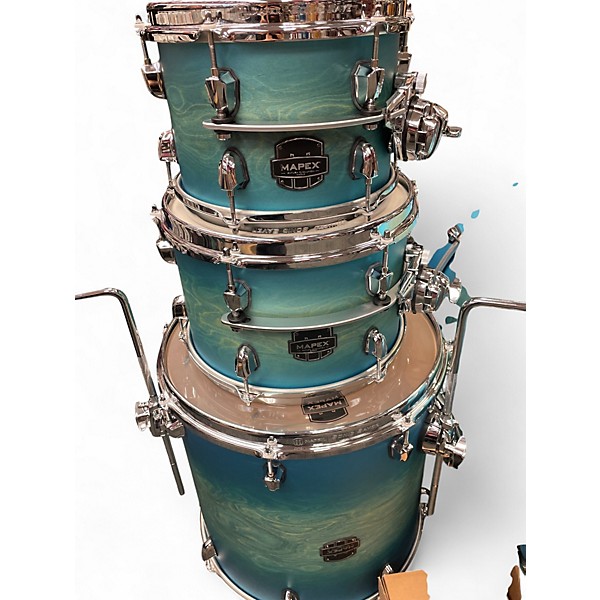 Used Mapex 4 Piece Saturn Evolution Hybrid Exotic Azure Burst Drum Kit