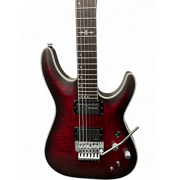 Used Schecter Guitar Research C1 F1 Platinum Crimson Red Burst Solid Body Electric Guitar