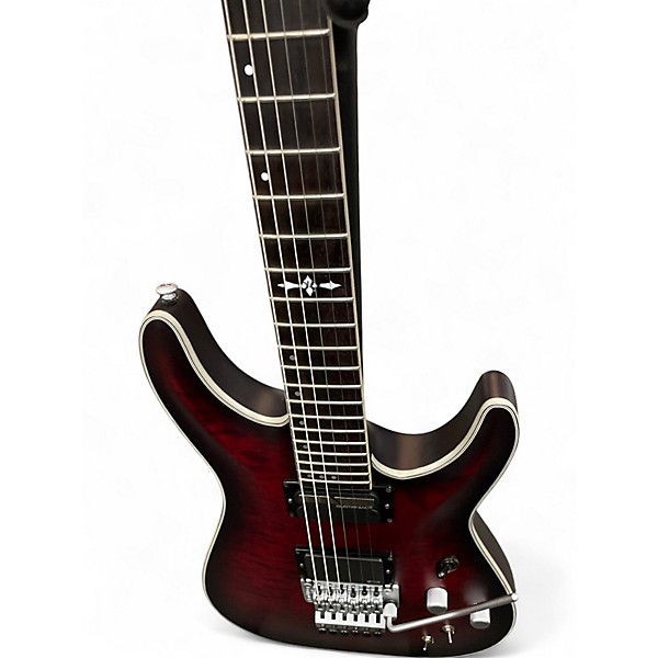Used Schecter Guitar Research C1 F1 Platinum Crimson Red Burst Solid Body Electric Guitar