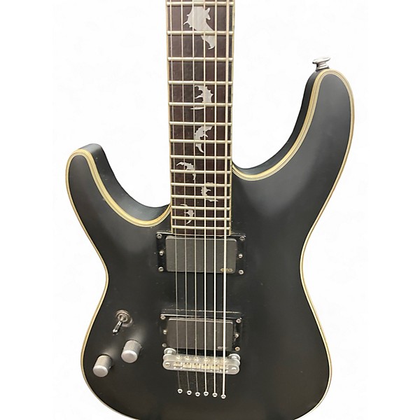 Used Schecter Guitar Research Damien Platinum Black Solid Body Electric Guitar