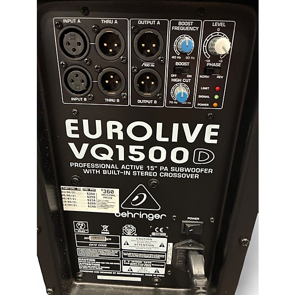 Used Behringer EUROLIVE VQ1500D Powered Subwoofer