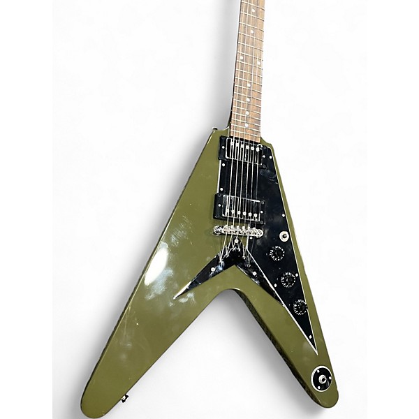 Used 2022 Epiphone Limited Run Flying V DRAB GREEN Solid Body Electric Guitar