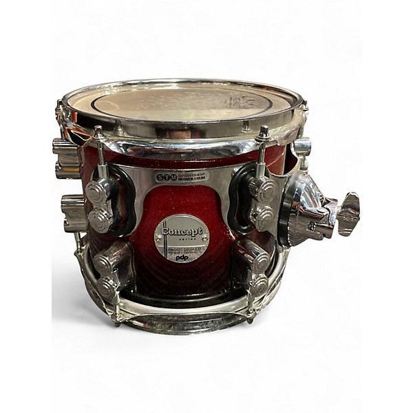 Used Pdp 7 Piece CONCEPT MAPLE Red to Black Fade Drum Kit