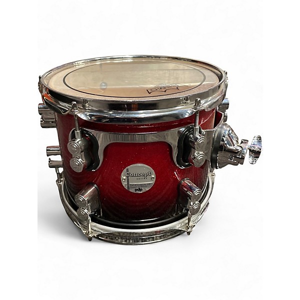 Used Pdp 7 Piece CONCEPT MAPLE Red to Black Fade Drum Kit