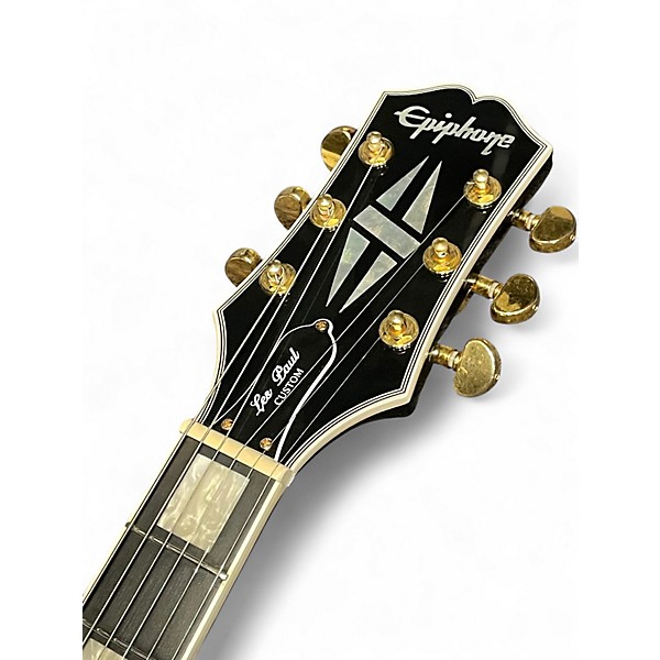 Used 2023 Epiphone Les Paul Custom Black and Gold Solid Body Electric Guitar