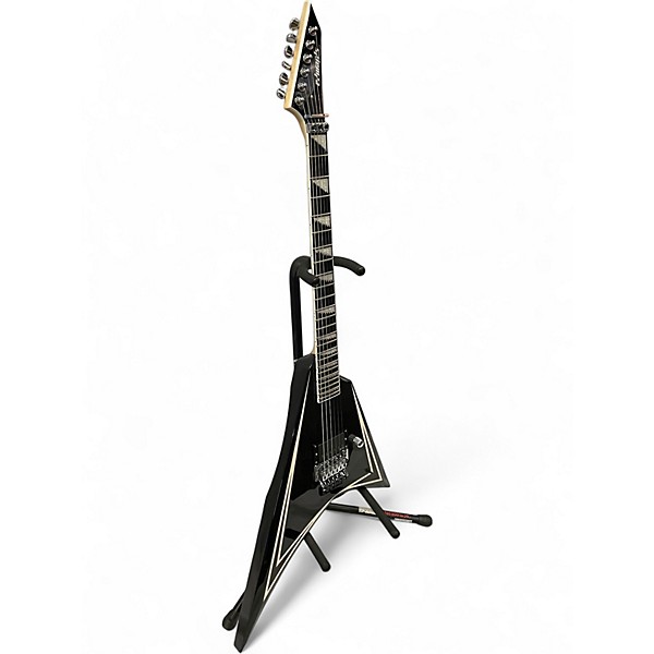 Used 2025 ESP EDWARDS E-ALEXI SAWTOOTH BLACK WITH WHITE PIN STRIPE Solid Body Electric Guitar