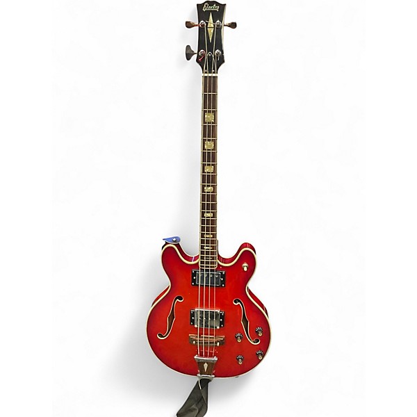 Used Electra 2221 Hollow Body Red Electric Bass Guitar