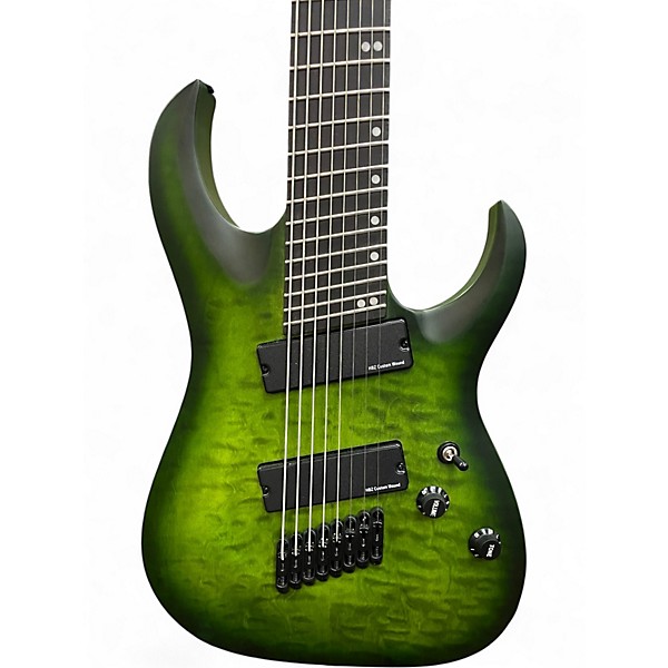 Used Harley Benton MULTISCALE 8 QEB Trans Green Solid Body Electric Guitar
