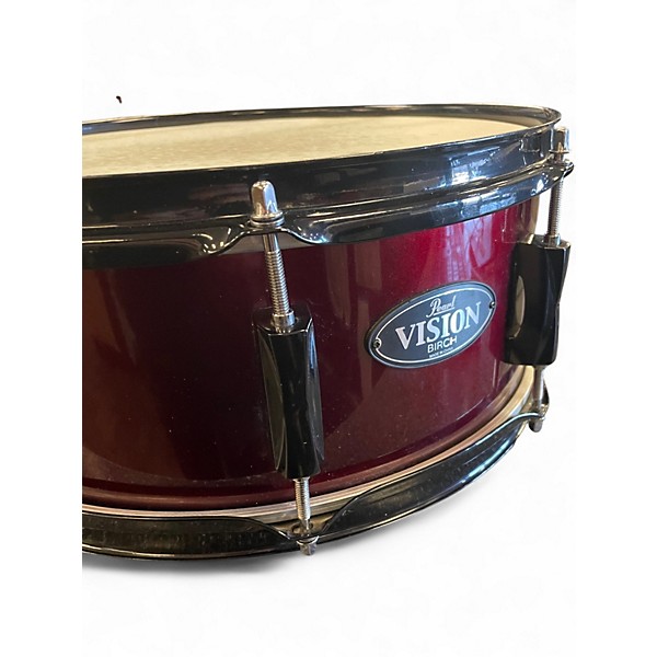 Used Pearl 14X5.5 Vision Series Snare Trans Crimson Red Drum