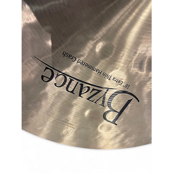 Used MEINL 18in byzance 18in extra thin hammered crash Cymbal