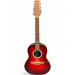 Used Ovation standard balladeer 12 string Red 12 String Acoustic Electric Guitar