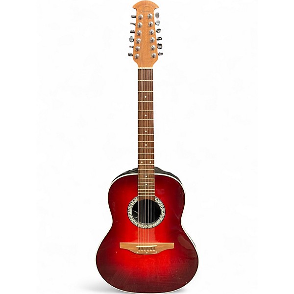 Used Ovation standard balladeer 12 string Red 12 String Acoustic Electric Guitar