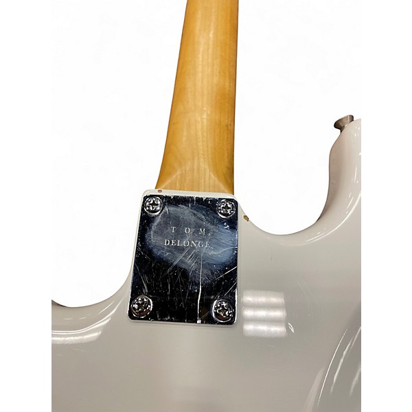 Used 2000s Squier Tom Delonge Signature Stratocaster Olympic Pearl Solid Body Electric Guitar