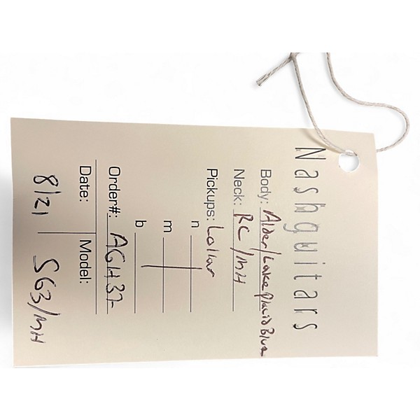 Used 2021 Nash Guitars S63/MH Lake Placid Blue Solid Body Electric Guitar