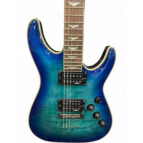 Used Schecter Guitar Research Omen Extreme 6 Ocean Blue Burst Solid Body Electric Guitar