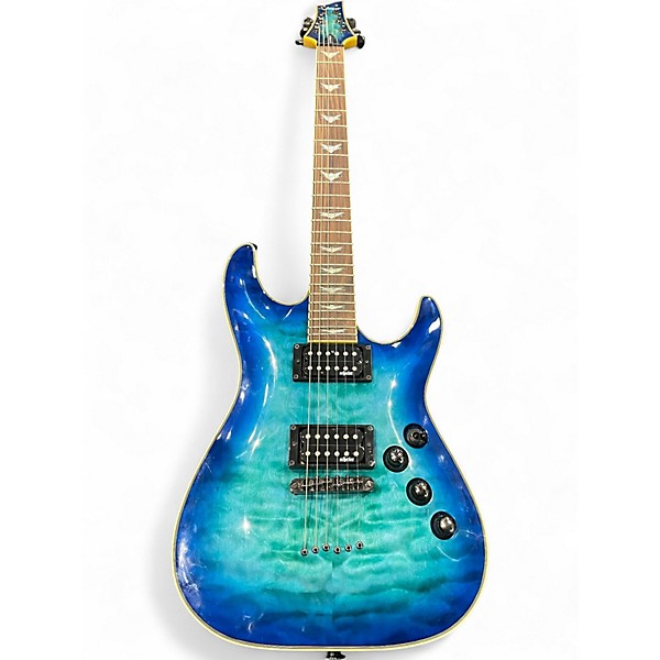 Used Schecter Guitar Research Omen Extreme 6 Ocean Blue Burst Solid Body Electric Guitar