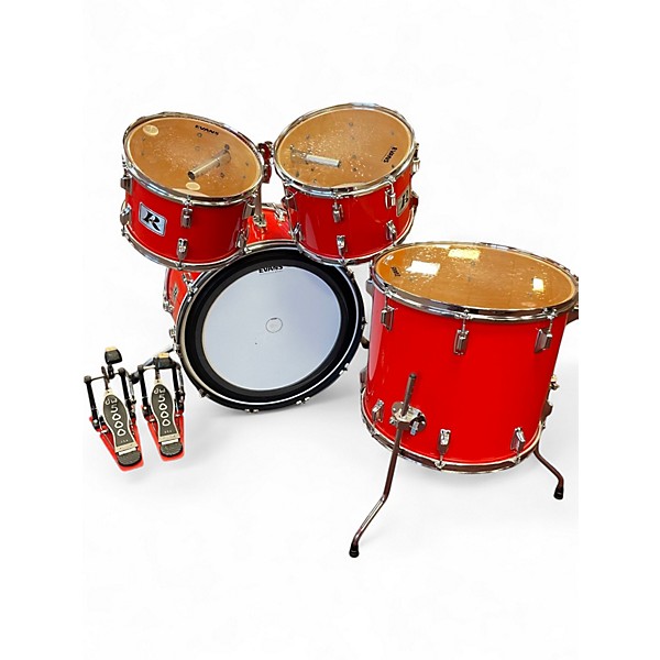 Vintage 1970s Rogers 4 Piece Drum Kit Fiesta Red Drum Kit
