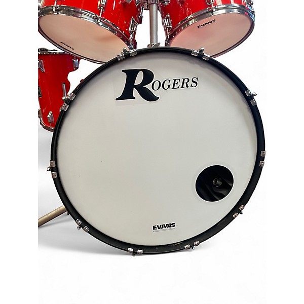 Vintage 1970s Rogers 4 Piece Drum Kit Fiesta Red Drum Kit
