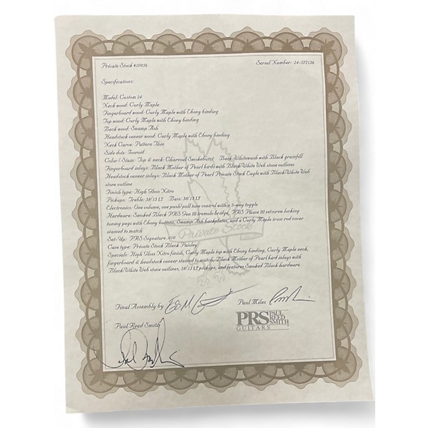 Used PRS Private Stock Custom 24 CURLY MAPLE EBONY BINDING Solid Body Electric Guitar