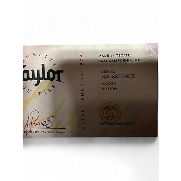 Used Taylor 210CE Natural Acoustic Electric Guitar