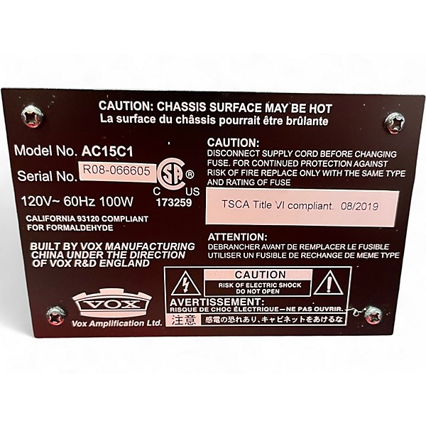 Used VOX AC15C1 15W Tube Guitar Combo Amp