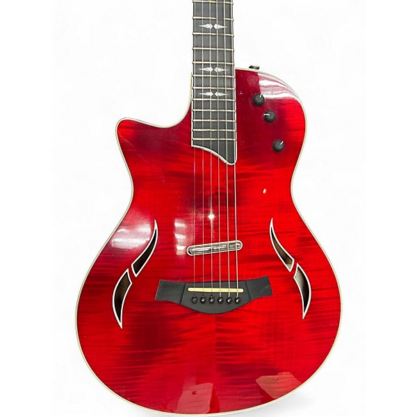 Used 2015 Taylor T5z Pro Left Handed Trans Crimson Red Acoustic Electric Guitar