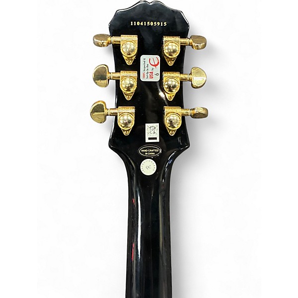 Used 2010s Epiphone Les Paul Custom Left Handed Black Electric Guitar