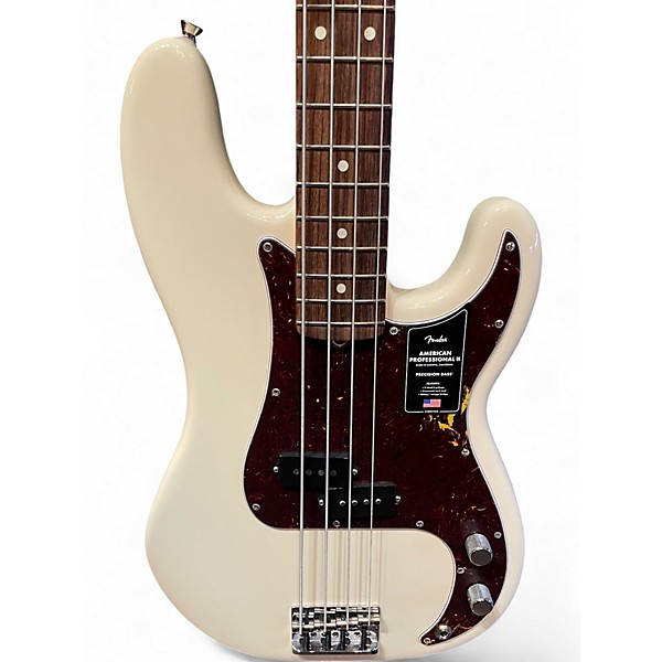Used 2023 Fender American Professional II Precision Bass White Electric Bass Guitar