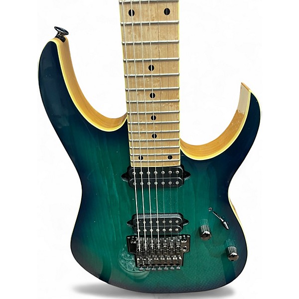 Used Ibanez RG752AHM Nebula Green Burst Solid Body Electric Guitar
