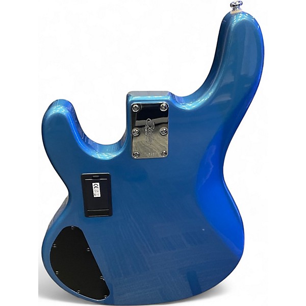 Used Sterling by Music Man Sting Ray Sub Series Chrome Blue Electric Bass Guitar
