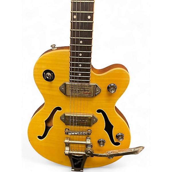 Used Epiphone Wildkat with Bigsby YELLOW Hollow Body Electric Guitar