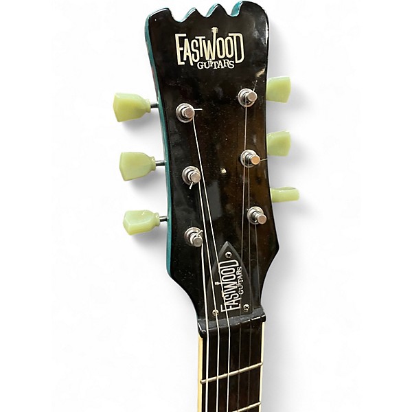 Used Eastwood Sidejack Aqua Blue Solid Body Electric Guitar