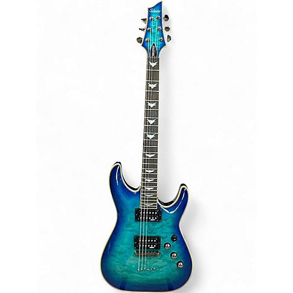 Used Schecter Guitar Research Omen 6 Blue Burst Solid Body Electric Guitar